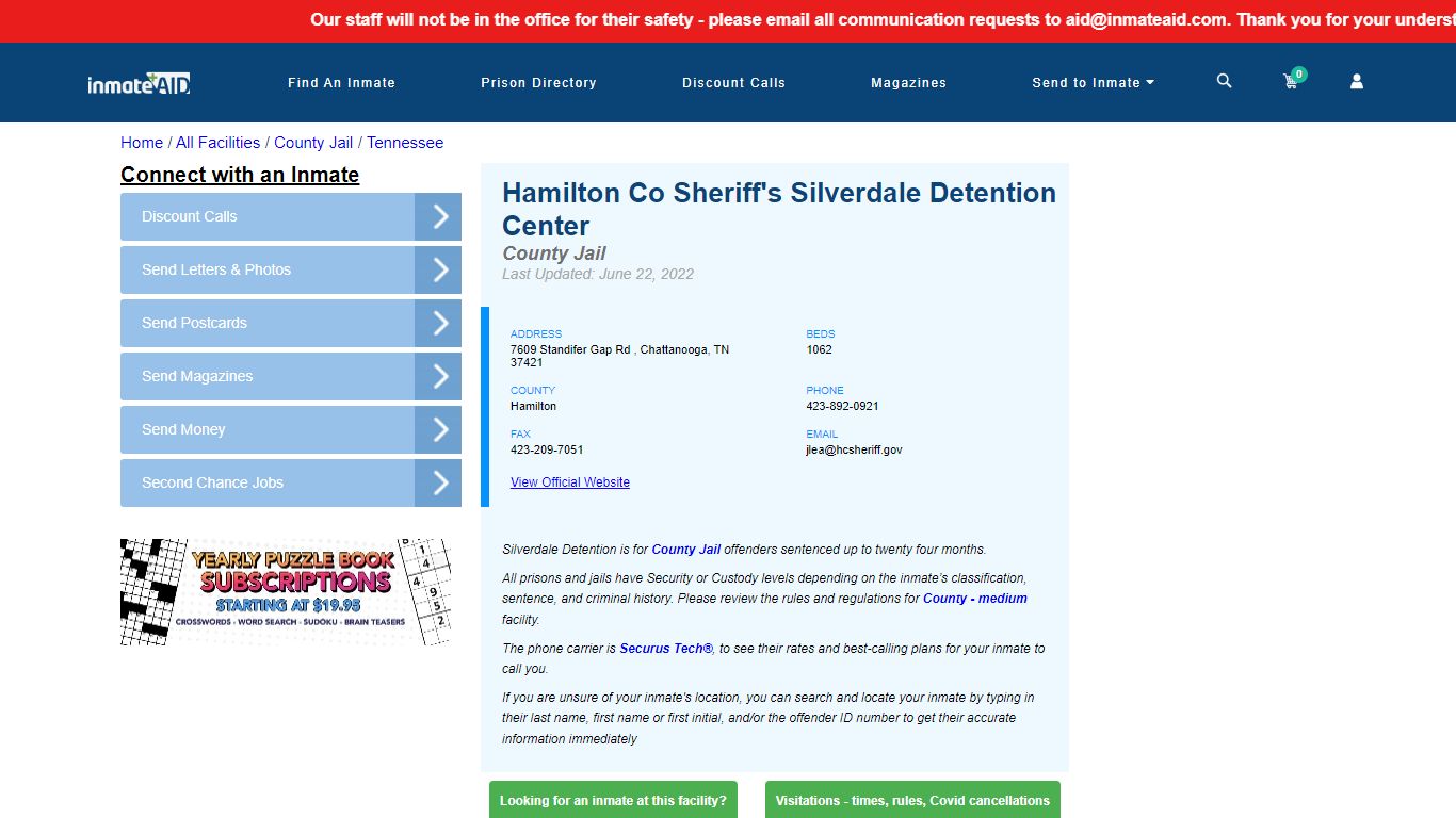 Hamilton Co Sheriff's Silverdale Detention Center - Inmate ...